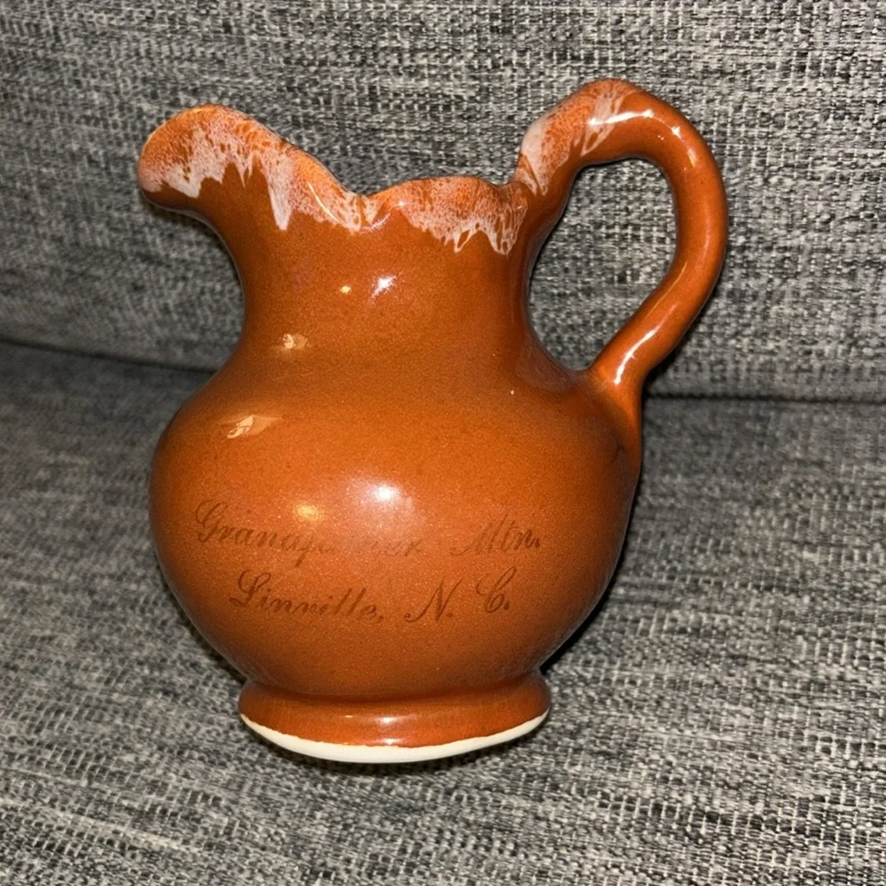P. C. A. PADEN CITY ARTWARE GLAZED BURNT ORANGE SMALL PITCHER VINTAGE